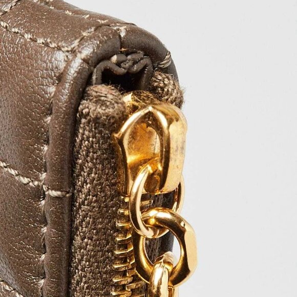 Celine Khaki Quilted Calfskin C Zip Pouch - Picture 5 of 9